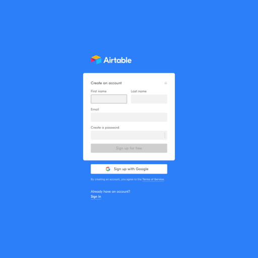 Airtable Signup Page Design Photo