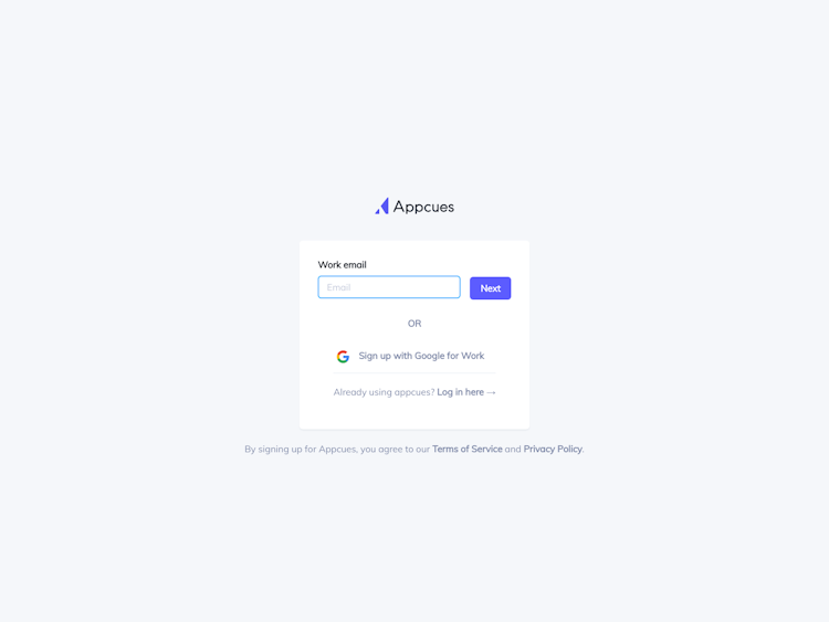 Appcues Signup Page Design Photo