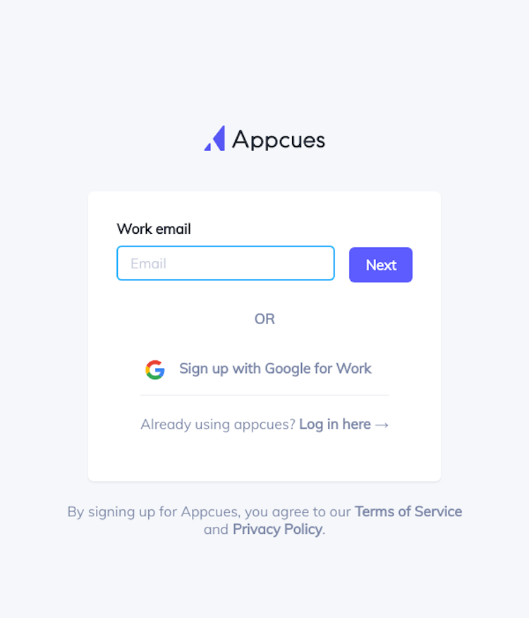 Appcues Signup Page Design Photo