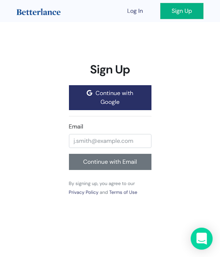 Betterlance Signup Page Design Photo