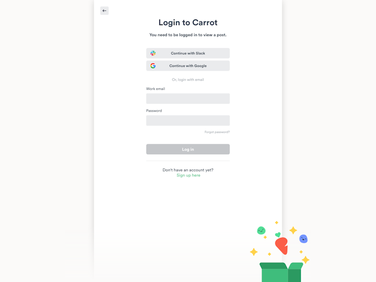 Carrot Signup Page Design Photo