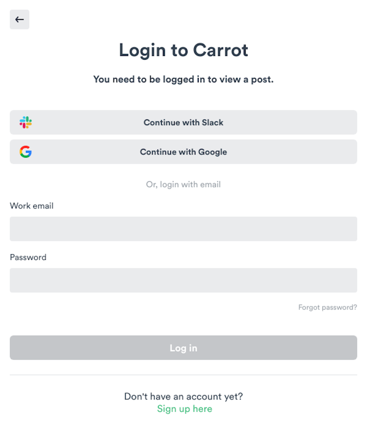 Carrot Signup Page Design Photo