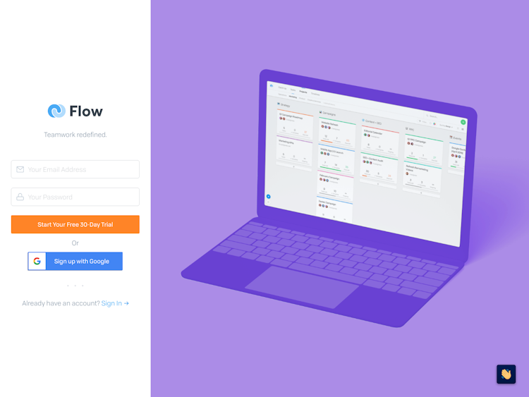 Getflow Signup Page Design Photo