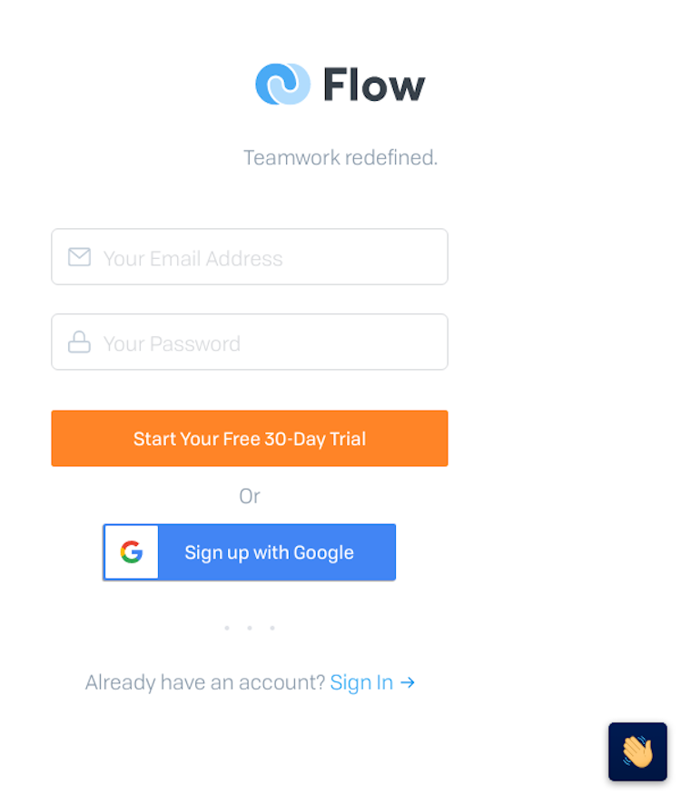 Getflow Signup Page Design Photo