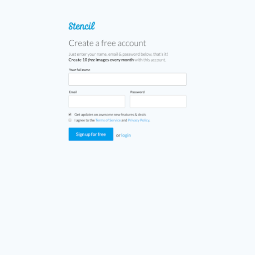 Getstencil Signup Page Design Photo