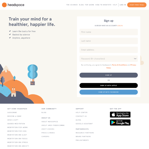 Headspace Signup Page Design Photo