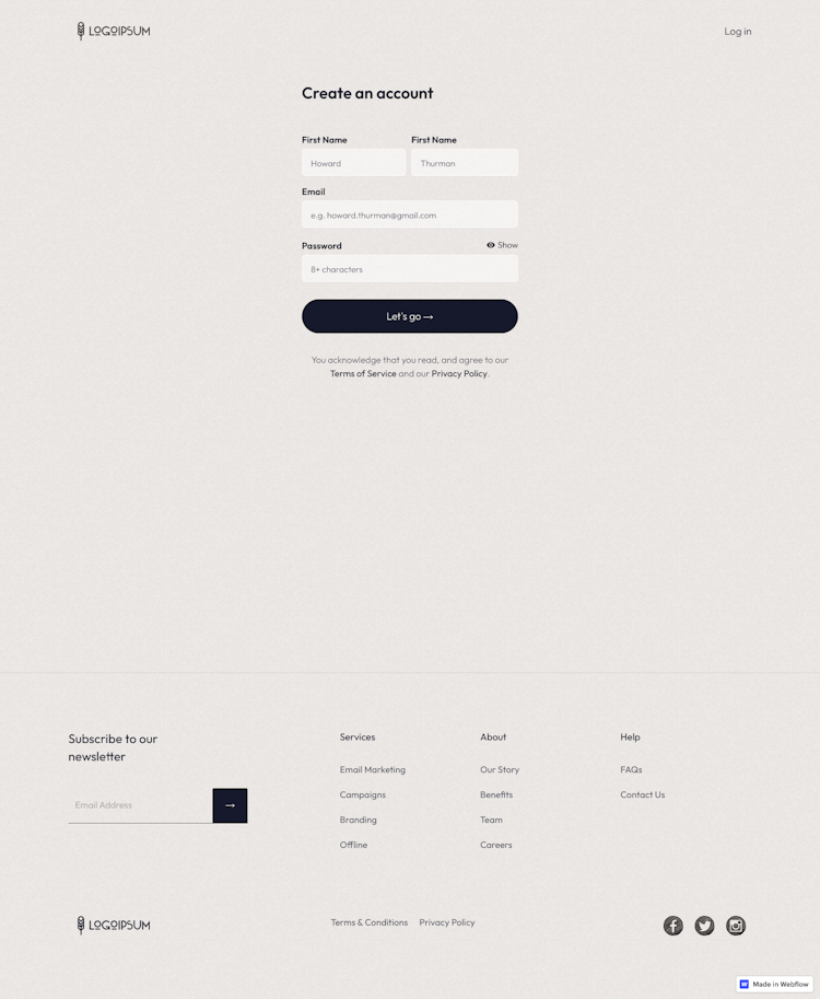 local-membership-template.webflow Signup Page Design Photo