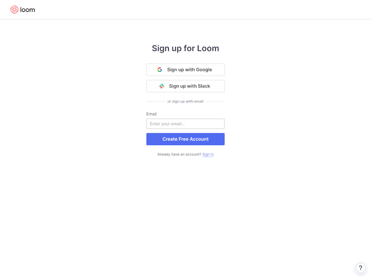 Loom Signup Page Design Photo