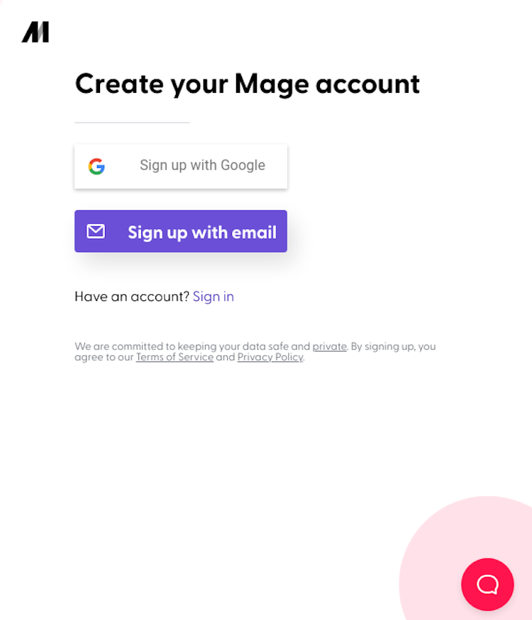 Mage Signup Page Design Photo