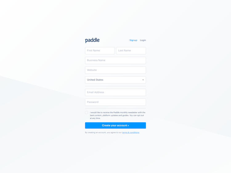 Paddle Signup Page Design Photo