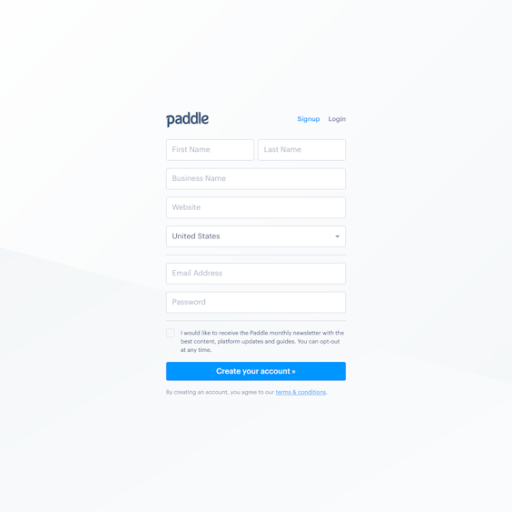 Paddle Signup Page Design Photo