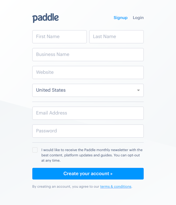 Paddle Signup Page Design Photo