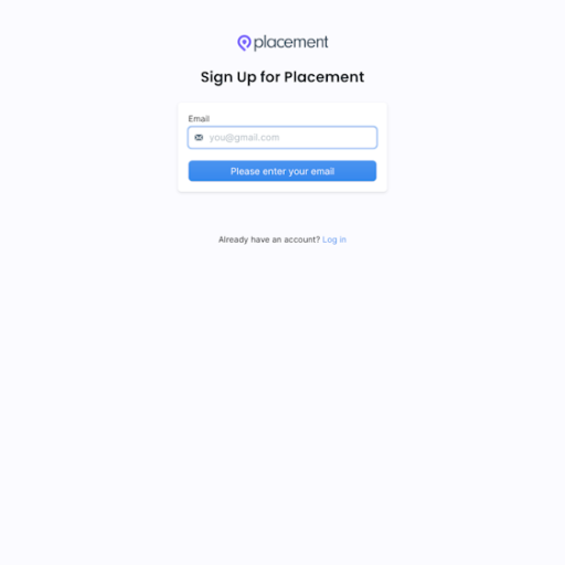 Placement Signup Page Design Photo