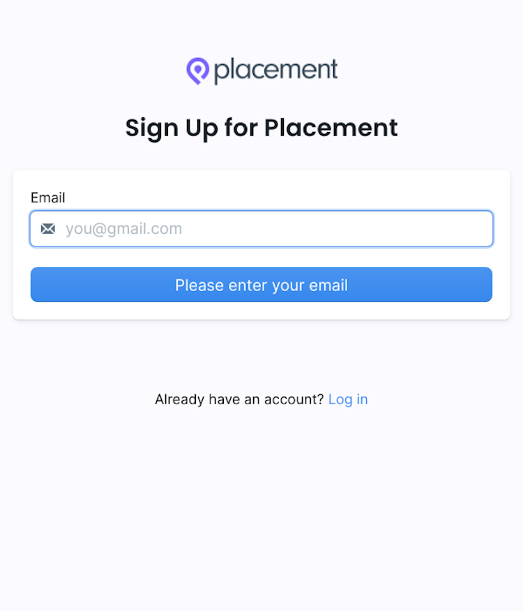 Placement Signup Page Design Photo