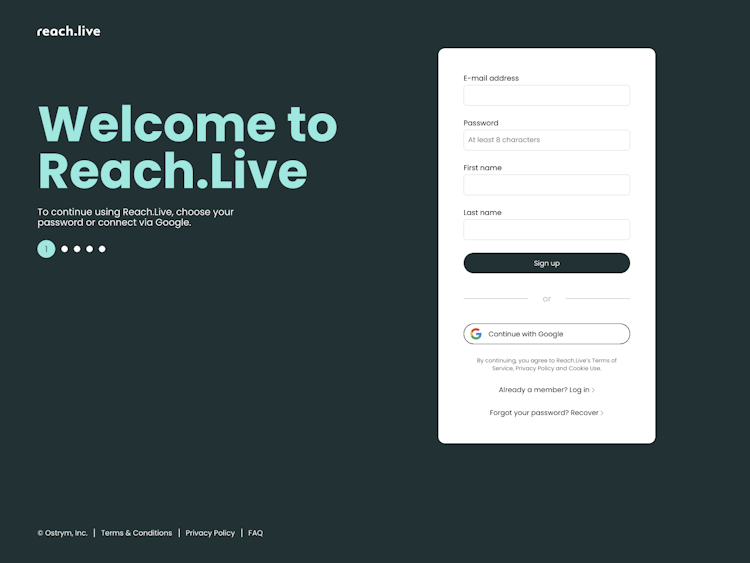 Reach Signup Page Design Photo