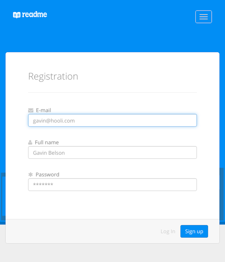 Readme Signup Page Design Photo