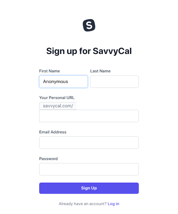 Savvycal Signup Page Design Photo