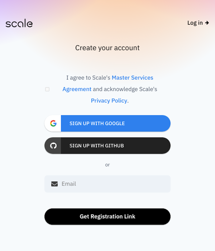 Scale Signup Page Design Photo