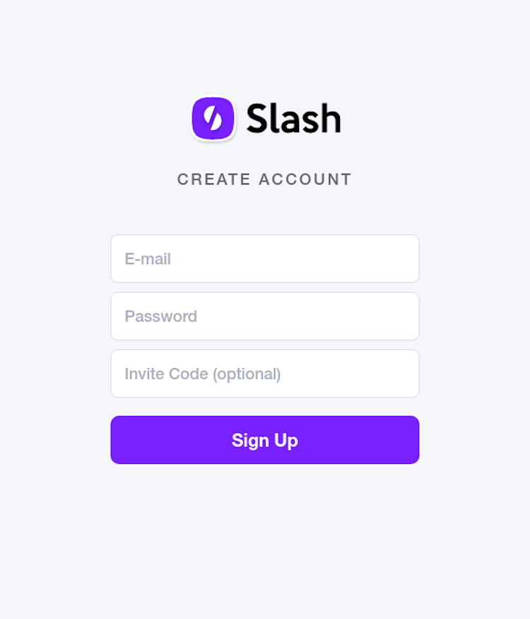 Slash Signup Page Design Photo