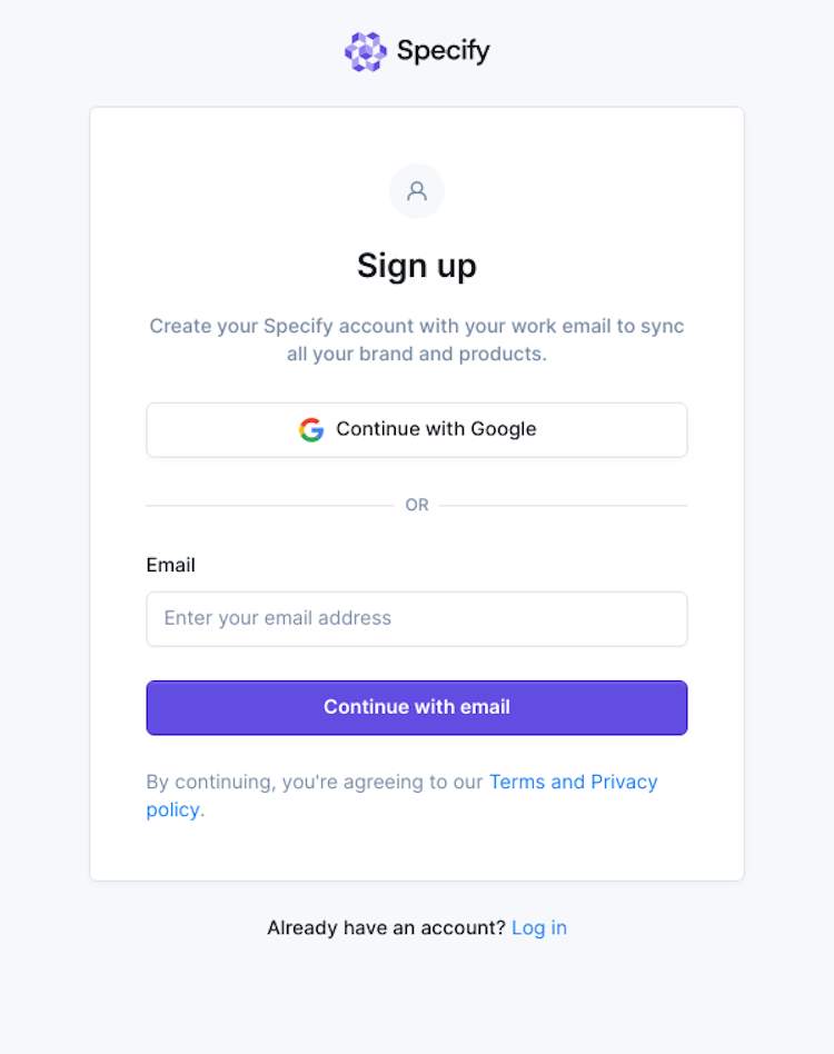 Specify Signup Page Design Photo