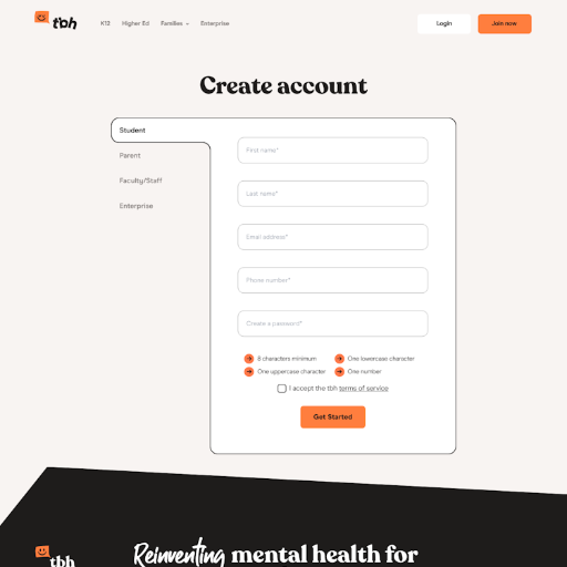 tobehonest Signup Page Design Photo