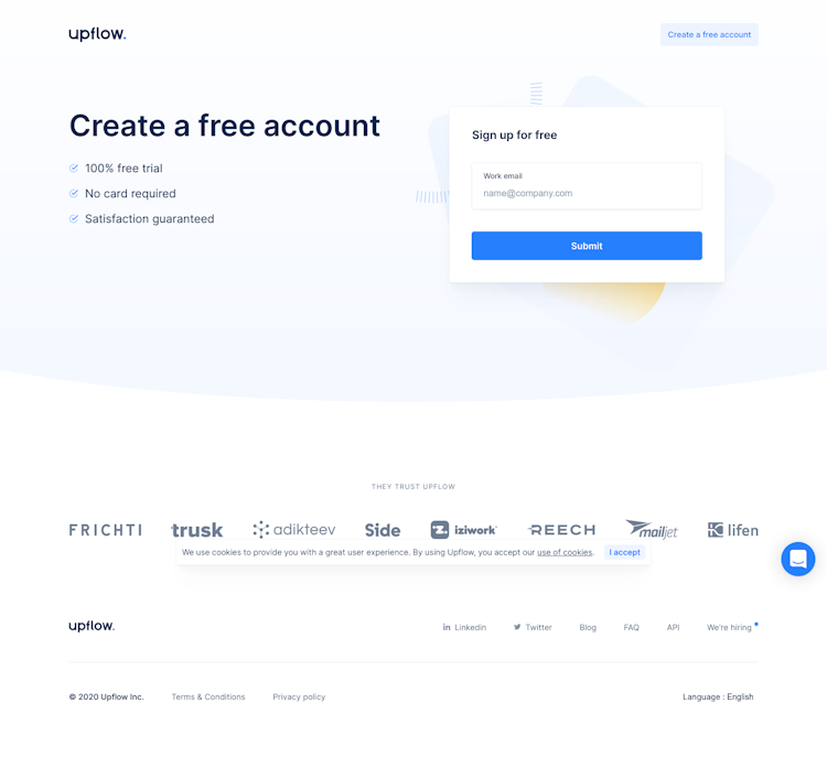 Upflow Signup Page Design Photo