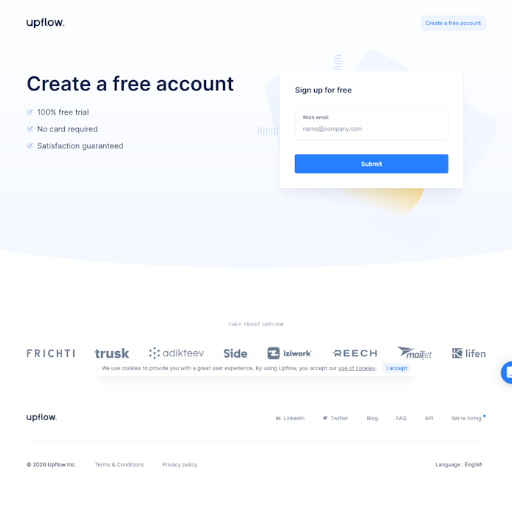 Upflow Signup Page Design Photo