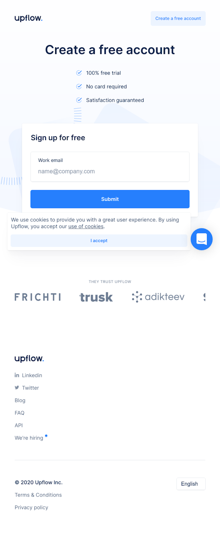 Upflow Signup Page Design Photo